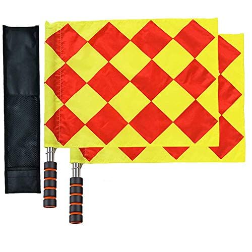 Football Soccer Linesman Referee Flags,Metal Pole Foam Handle with Carrying Tote (Soccer Referee Flags) - color: Soccer Referee Flags