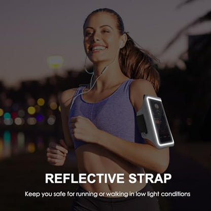 GUZACK Running Armband with Key Pockets & Card Slot, Up to 6.9", Medium - color: Gray (Up to 6.9"), size: M