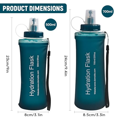 Soft Flask 500ML, TPU Collapsible Soft Water Bottle, Leakproof, Reusable, Bottle for Running, Hiking, Cycling Hydration Flask- Slate Blue - color: 500ml Slate Blue