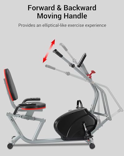Recumbent Exercise Bike with Arm Exerciser for Home - color: black