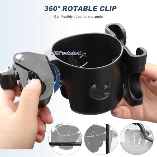 WHLICKS 2-in-1 Walker Cup Holder with Phone Holder，Fit for Wheelchair, Rollator, Scooter, Bike, Mobility, Camper, Stroller with Sturdy,Rotatable,Adjustable,Anti - Slip Clip - size: Patterns