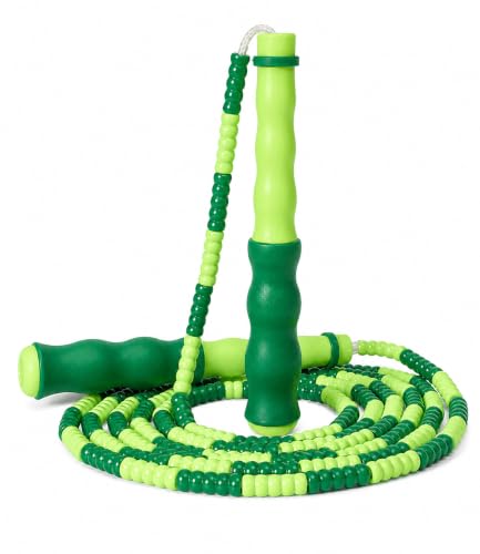 Jump Rope for Kids, Beaded Jumping Rope for 8-12, 9Ft Adjustable Skipping Rope with Soft Beaded, Tangle-Free Jumprope for Girls Boys, Students Outdoor Fitness Exercise - color: Green