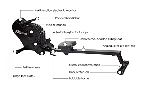 Stamina ATS Air Rower Machine with Smart Workout App - Foldable Rowing Machine with Dynamic Air Resistance for Home Gym Fitness - Up to 250 lbs Weight Capacity - style: ATS Air Rower 35-1403