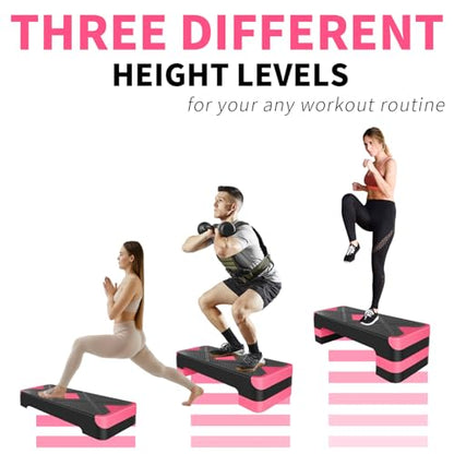 27" Aerobic Exercise Step Platform Adjustable Stepper - color: Red