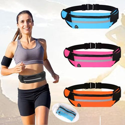 Reflective Running Waist Bag with Adjustable Belt & Zipper Pocket – Durable, Sleek Design for Running, Jogging, Cycling & Fitness ROSE RED