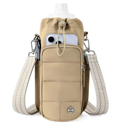 Telena Water Bottle Holder with Strap RFID Crossbody Bags for Women - color: Z-Khaki