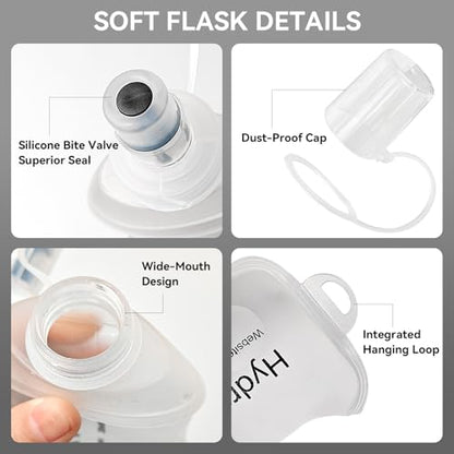 150ml Soft Flask Soft Water Bottle for Running, Hiking, Cycling and Climbing - White - color: 150ml, white