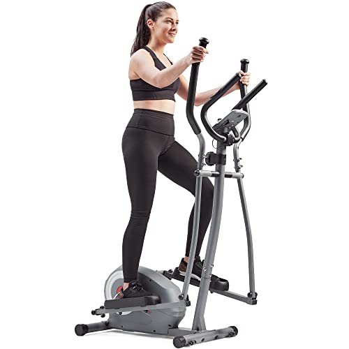 Sunny Health & Fitness Upright Elliptical for Full Body Arm Leg Workout - color: Dark Gray