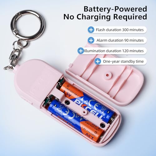 Self Defense Siren with Strobe Light & Extra Loud 130 dB Safety Keychain - color: Pink