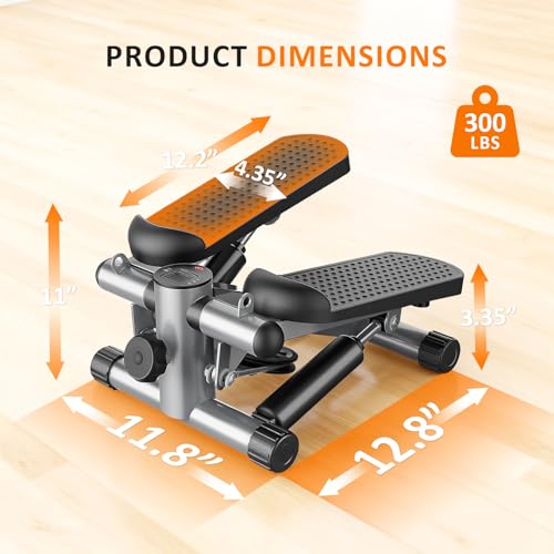 Stair Stepper with Resistance Bands for Home Exercise, Mini Stepper Machine for Indoor Fitness, Portable Home Gym Stepper for Full Body Workout, 300LBS Capacity - style: Silver