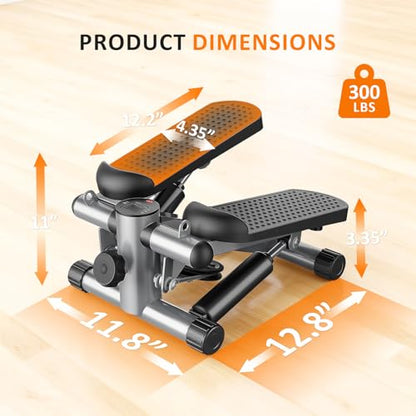 Stair Stepper with Resistance Bands for Home Exercise, Mini Stepper Machine for Indoor Fitness, Portable Home Gym Stepper for Full Body Workout, 300LBS Capacity - style: Silver