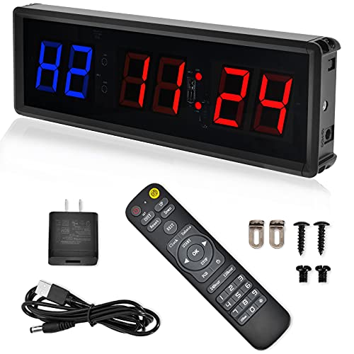 Gym Clock With Remote, 1.5" 1.8" Metal LED Timer, Crossfit Workout Stopwatch, Tabata Countdown for Home