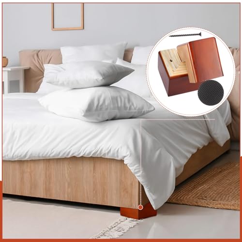 Geelin 8 Pack 3 Inch Wood Furniture Risers L-Shaped Bed Riser, Brown - color: Brown, size: 3 Inch