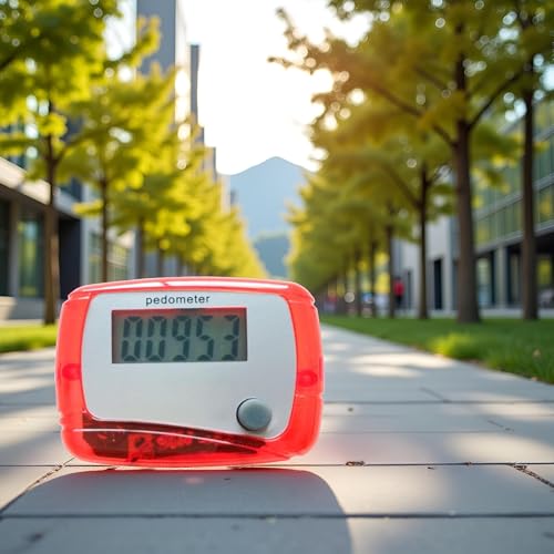 Red Portable Counter Mini Digital LCD Pedometer Sports Walking Running Step Counter Meter Walking Distance Miles, Calorie Counter, Daily Target Monitor, Exercise Time Fitness Technology
