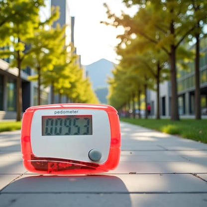 Red Portable Counter Mini Digital LCD Pedometer Sports Walking Running Step Counter Meter Walking Distance Miles, Calorie Counter, Daily Target Monitor, Exercise Time Fitness Technology