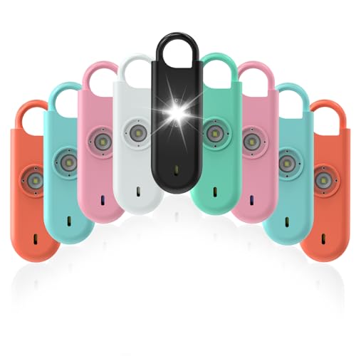 Fauxomor 140dB Personal Safety Alarm for Women 9pack Self Defense Keychain - color: 6 Colors+Blue+Pink+Orange