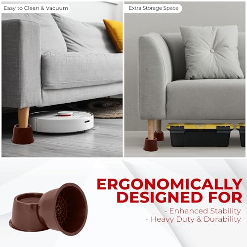 Utopia Bedding 3 Inch Bed Risers 4 Pack, Round Heavy Duty, Red Brown - color: Red Brown, size: 3 Inch (Pack of 4)
