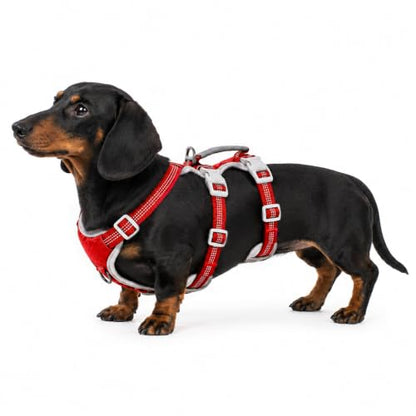 Huntboo Escape Proof Dog Harness, Escape Artist Harness, Reflective Harness with Padded Handle, Breathable, Durable, Adjustable Vest for Medium Dogs Walking, Training, and Running Gear (Red, S) - color: Red, size: Small(Pack of 1)
