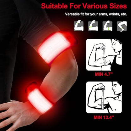 LED Armband Rechargeable, 2Pcs High Visibility Running Gear for Night - color: Red