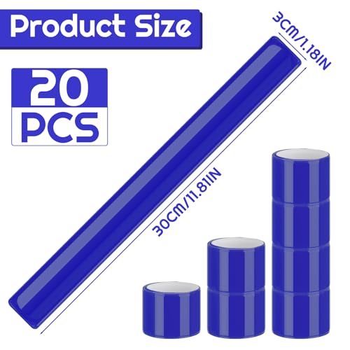20 Pcs Reflector Snap Bands Fluorescent Slap Armbands - color: Blue