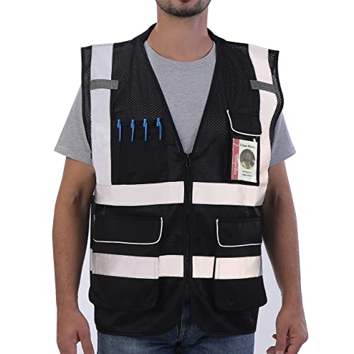 Neopelta Reflective Safety Vest for Men Women with Pockets, Black Mesh S - color: Black, size: Small