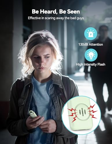 TECKNET Rechargeable Personal Safety Alarm for Women, 130dB Self Defense Keychain Alarm with SOS Strobe Light, Low Battery Notice, Personal Alarm Loud Siren Safety Keychain for Girls Kids Elderly - color: 1 Mint