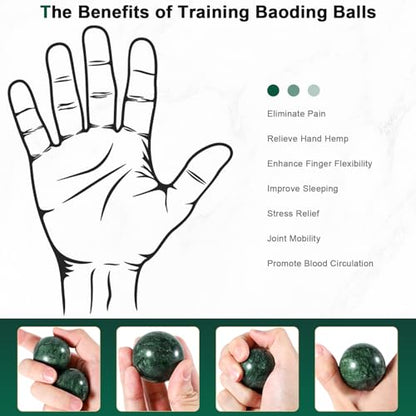 Learay 2Pcs Baoding Balls, Boading Balls for Hand Therapy, Green, 1.57 inch - color: Green/1.57 Inch