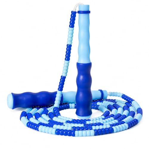 Jump Rope for Kids, Beaded Jumping Rope for 8-12, 9Ft Adjustable Skipping Rope with Soft Beaded, Tangle-Free Jumprope for Girls Boys, Students Outdoor Fitness Exercise - color: Blue