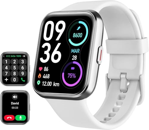 Smart Watch for Women Android & iPhone, Alexa Built-in, 1.8" Touch Screen Fitness Tracker with Answer/Make Calls, IP68 Waterproof Heart Rate/Sleep/SpO2 Monitor, Pedometer, 100+ Sport Modes, White - color: Light White