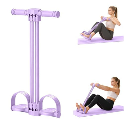 Pedal Resistance Bands with Handles,Yoga Pedal Puller,Home Gym Workout Equipment, Upgrade 6-Tube Natural Rubber Foot Pedal Resistance Band for Stretching Workout, Abdomen Arms Legs Training - color: Purple