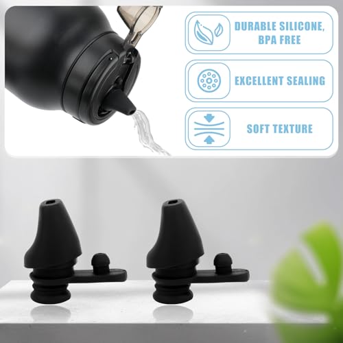 2pcs Bite Valve Replacement for Ello Hydra 64oz Stainless Steel Jug Lid, Silicone Water Bottle Spout Replacement Parts Free BPA Compatible with Ello Hydra 64oz Half Gallon Cap Water Jug (Black)