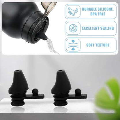 2pcs Bite Valve Replacement for Ello Hydra 64oz Stainless Steel Jug Lid, Silicone Water Bottle Spout Replacement Parts Free BPA Compatible with Ello Hydra 64oz Half Gallon Cap Water Jug (Black)