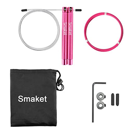 Speed Crossfit Jump Rope, easy double unders. Wire anti-entanglement. - color: Pink