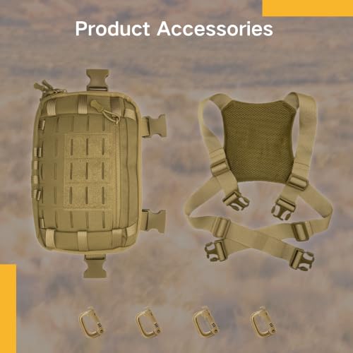 Tactical Chest Pack for Men, Molle Chest Rig Pouch with CCW Compartment for Hiking, Outdoor Adventure, Travel and EDC Khaki - color: Khaki