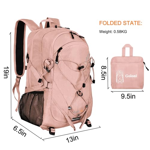 Goloni 45L Foldable Hiking Daypack, Lightweight Water‑Resistant Backpack - color: Pink