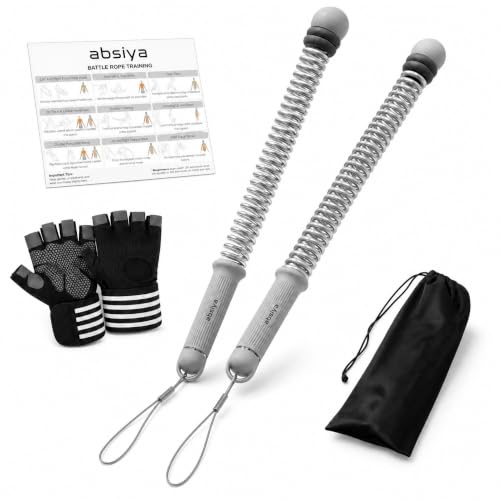 Cordless Battle Rope Workout Equipment – Portable Resistance Spring Trainer for Full Body Cardio, HIIT, Fat Burning & Strength Training – Home Gym Fitness Kit with Gloves & Carry Bag