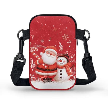 Hawaiian Tribal Small Crossbody Bags for Women Cell Phone Bag Purse, Sea Turtle Zipper Sling Purses Shoulder Bag - color: Music Snowman Santa Claus