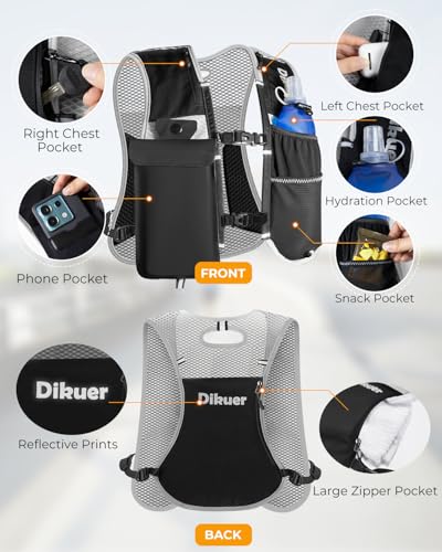Running Hydration Vest with 17 oz Soft Flask and Phone Pocket, Grey