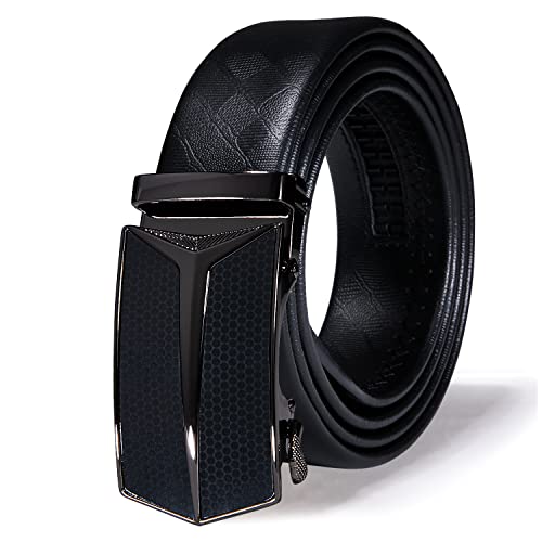 Dubulle Mens Ratchet Belt Gold Click Buckle Adjustable Leather Belts - color: Black Arrow Buckle, size: Adjustable from 24" to 38" Waist