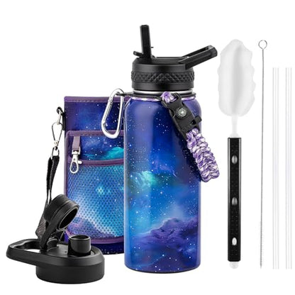 RAYMYLO Insulated Water Bottle 32 oz, Triple Wall Vacuum Stainless Steel - color: Aurora Purple, size: 32 Ounces