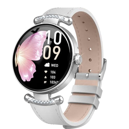 uaue Smart Watches for Women Android iOS, 1.2'' Fitness Trackers with Bluetooth Call (Answer/Make), Smartwatch with Heart Rate,Sleep Monitor, IP68 Waterproof,100+ Sports Mode,White and Silver - color: White and Silver