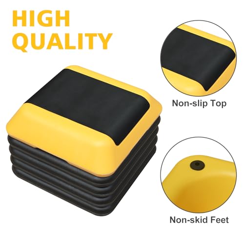GOWE Height-Adjustable Step Aerobics Platform Fitness Equipment Stepper Trainer Exercise Step Platform with 4 Riser Yellow