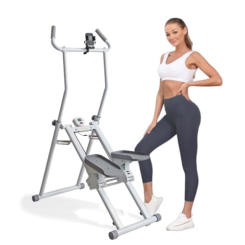 Stair Stepper, Vertical Climber for Home Gym, Compact Folding Full-Body Cardio Machine with Extended Step Range, Adjustable Handlebar & Pedals, Suitable for Women & Men