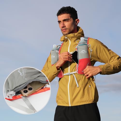 IX INOXTO Running Vest for Women Men, Adjustable Chest Straps Running Hydration Vest with 500ml Soft Flask, Lightweight Breathable Reflective Hydration Backpack for Hiking - color: orange with 500ml