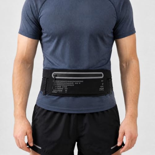 Running Belt Fanny Pack Men Women, Slim No-Bounce Waterproof Phone Holder - color: Black