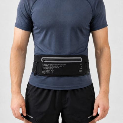 Running Belt Fanny Pack Men Women, Slim No-Bounce Waterproof Phone Holder - color: Black