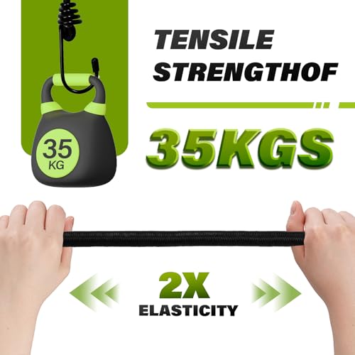 27Inch Bungee Cords Heavy Duty Outdoor by Garloy,Black Bungee Cords Onboth Ends with Hooks,Durable Rubber Canopy Ties Ideal for Tarps Tents Wire Racks and Other Camping Accessories (5Pack, 6MM)