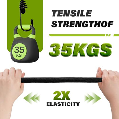 27Inch Bungee Cords Heavy Duty Outdoor by Garloy,Black Bungee Cords Onboth Ends with Hooks,Durable Rubber Canopy Ties Ideal for Tarps Tents Wire Racks and Other Camping Accessories (5Pack, 6MM)