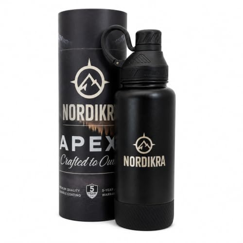 Insulated Stainless Steel Water Bottle, Leakproof, 32oz, Black - color: Black