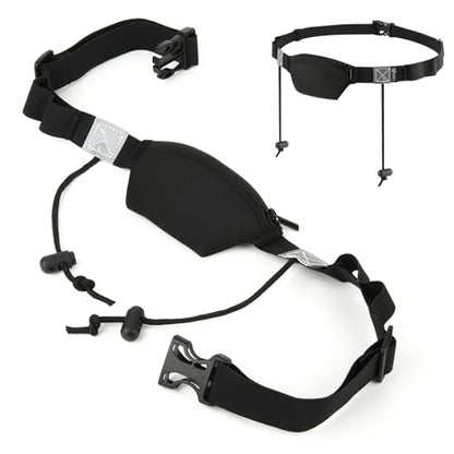 Cosmos Race Number Belt Elastic Waist Number Belt Holding Race Number Bibs for Marathon Triathlon Running, with Mini Pouch and 4 Energy Gel Holding Loops for Small Accessories, Fits 26-35 Waist Size